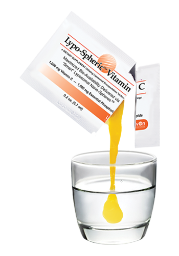 Lypo-Spheric Vitamin C liquid being poured — liposomal absorption demonstration