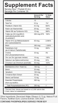 Liposomal vitamin B complex Plus- Supplement Fact label of Lypo-Spheric B complex Plus
